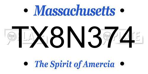 TX8N374 Massachusetts License Plate