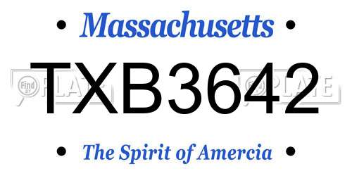 TXB3642 Massachusetts License Plate