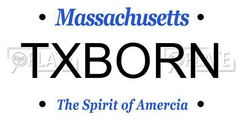TXBORN Massachusetts License Plate