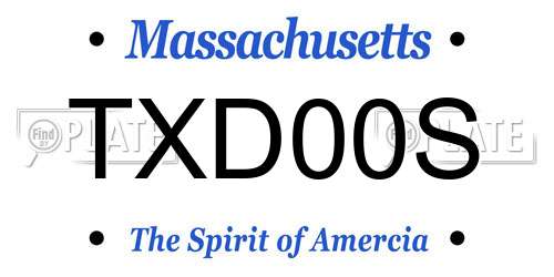TXD00S Massachusetts License Plate