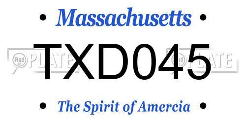 TXD045 Massachusetts License Plate