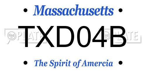 TXD04B Massachusetts License Plate