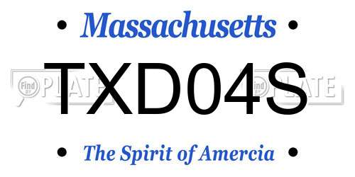 TXD04S Massachusetts License Plate
