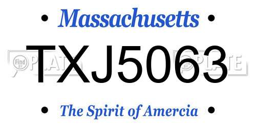 TXJ5063 Massachusetts License Plate