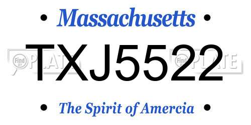 TXJ5522 Massachusetts License Plate