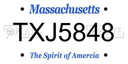 TXJ5848 Massachusetts License Plate