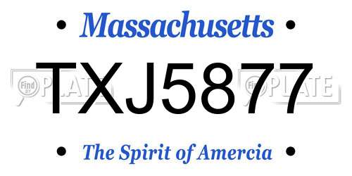 TXJ5877 Massachusetts License Plate