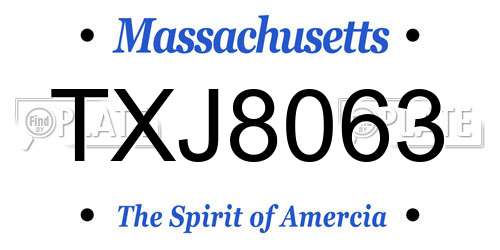 TXJ8063 Massachusetts License Plate