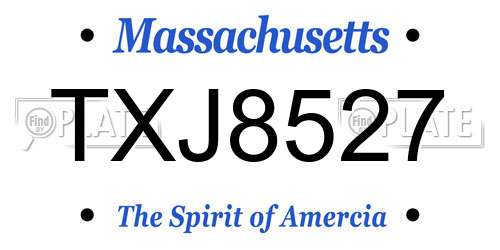 TXJ8527 Massachusetts License Plate