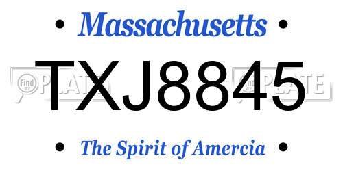 TXJ8845 Massachusetts License Plate