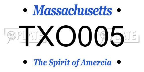 TXO005 Massachusetts License Plate