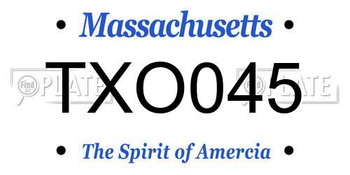 TXO045 Massachusetts License Plate