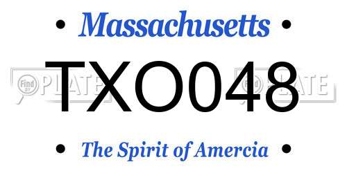 TXO048 Massachusetts License Plate