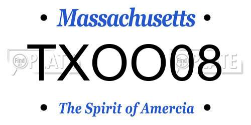 TXOO08 Massachusetts License Plate