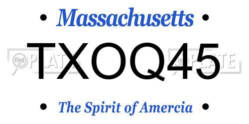 TXOQ45 Massachusetts License Plate