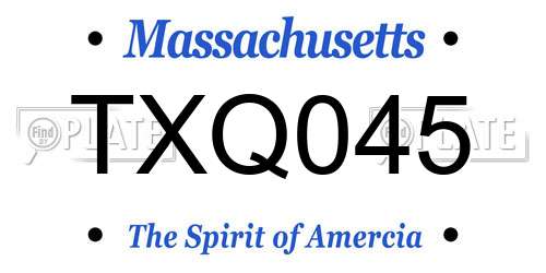 TXQ045 Massachusetts License Plate