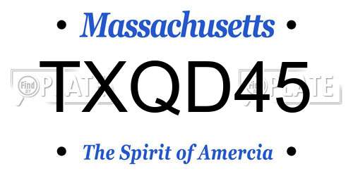 TXQD45 Massachusetts License Plate