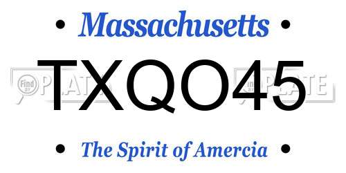 TXQO45 Massachusetts License Plate