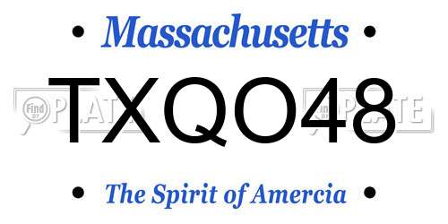 TXQO48 Massachusetts License Plate