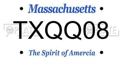 TXQQ08 Massachusetts License Plate
