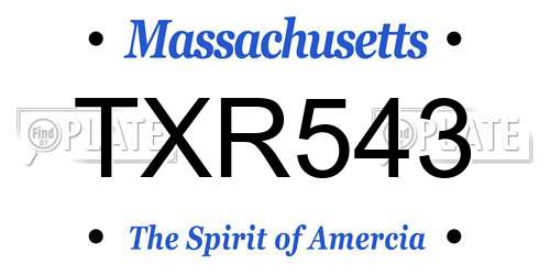 TXR543 Massachusetts License Plate
