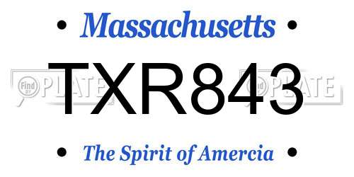 TXR843 Massachusetts License Plate