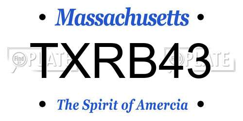 TXRB43 Massachusetts License Plate