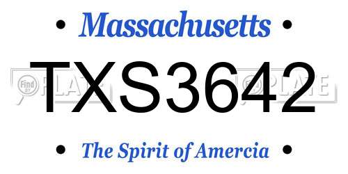 TXS3642 Massachusetts License Plate
