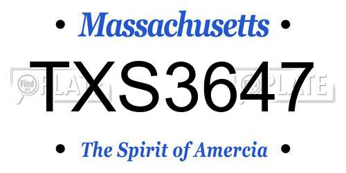 TXS3647 Massachusetts License Plate