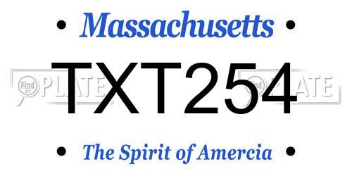 TXT254 Massachusetts License Plate