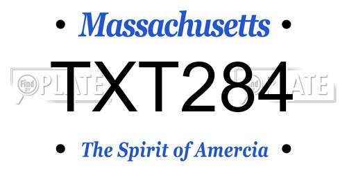 TXT284 Massachusetts License Plate