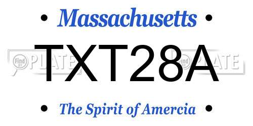 TXT28A Massachusetts License Plate