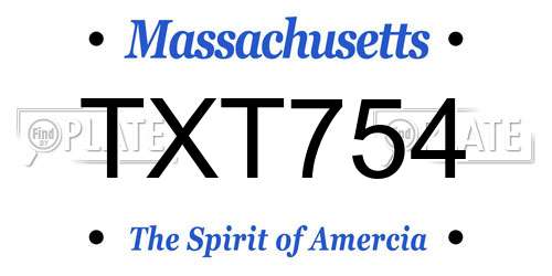 TXT754 Massachusetts License Plate