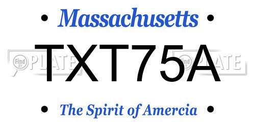 TXT75A Massachusetts License Plate