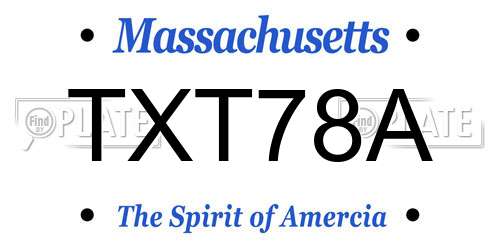 TXT78A Massachusetts License Plate