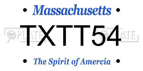 TXTT54 Massachusetts License Plate