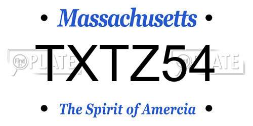 TXTZ54 Massachusetts License Plate