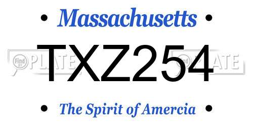 TXZ254 Massachusetts License Plate