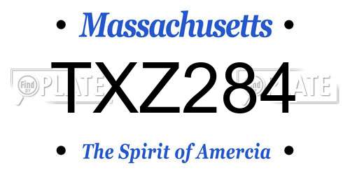 TXZ284 Massachusetts License Plate