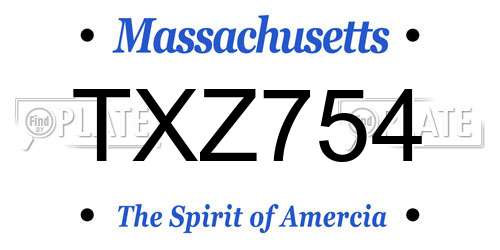 TXZ754 Massachusetts License Plate