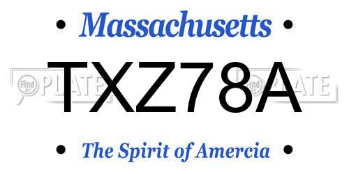 TXZ78A Massachusetts License Plate