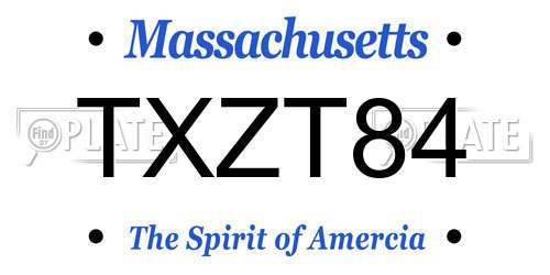 TXZT84 Massachusetts License Plate
