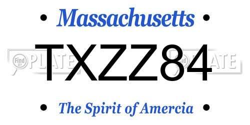 TXZZ84 Massachusetts License Plate