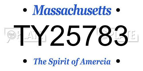 TY25783 Massachusetts License Plate