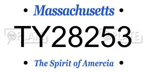 TY28253 Massachusetts License Plate