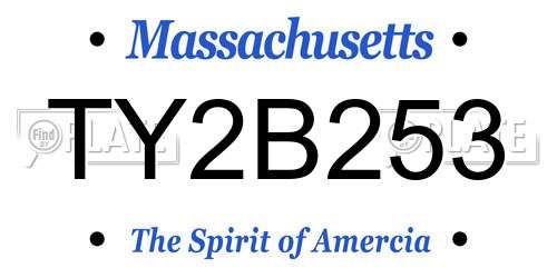 TY2B253 Massachusetts License Plate