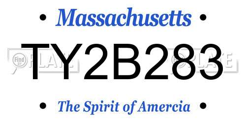 TY2B283 Massachusetts License Plate