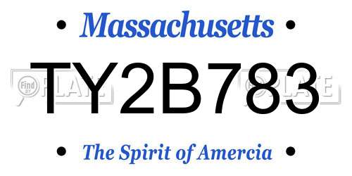 TY2B783 Massachusetts License Plate