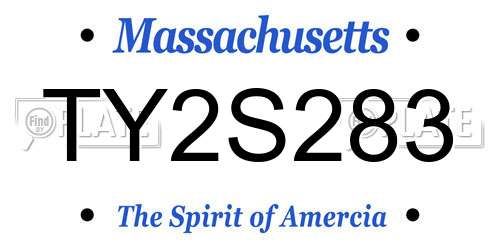 TY2S283 Massachusetts License Plate