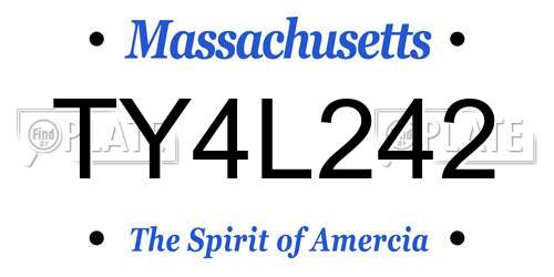 TY4L242 Massachusetts License Plate